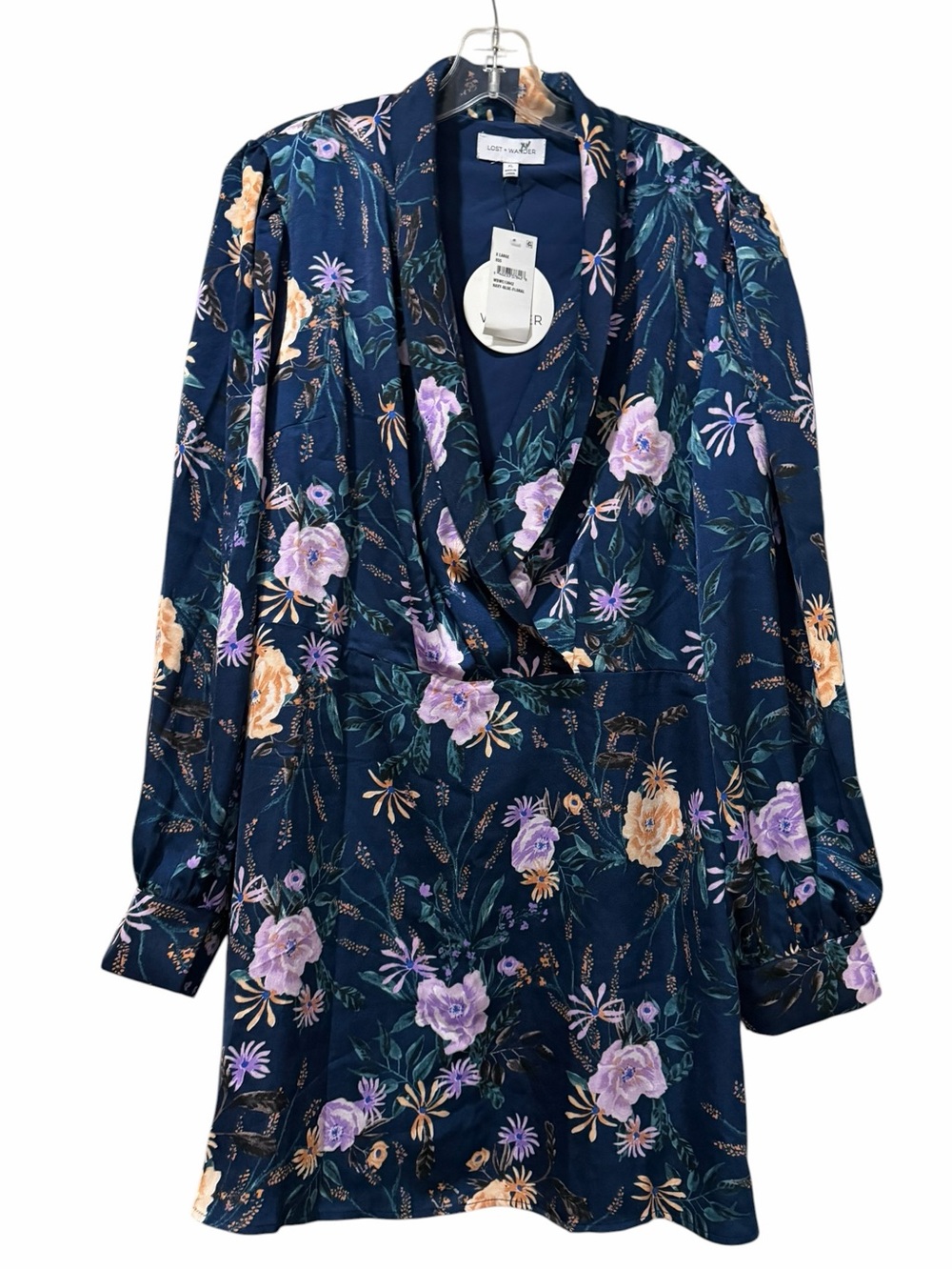 Lost + Wander XL Floral Long Sleeve Mini Dress NWT B3